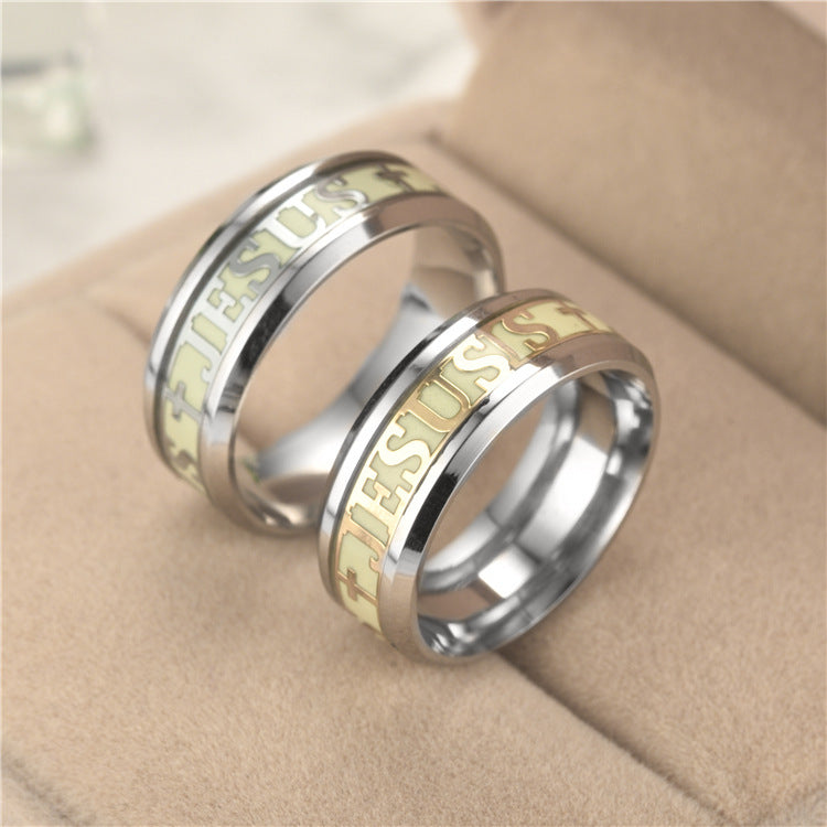 New European and American fashion luminous Christians Jesus ring