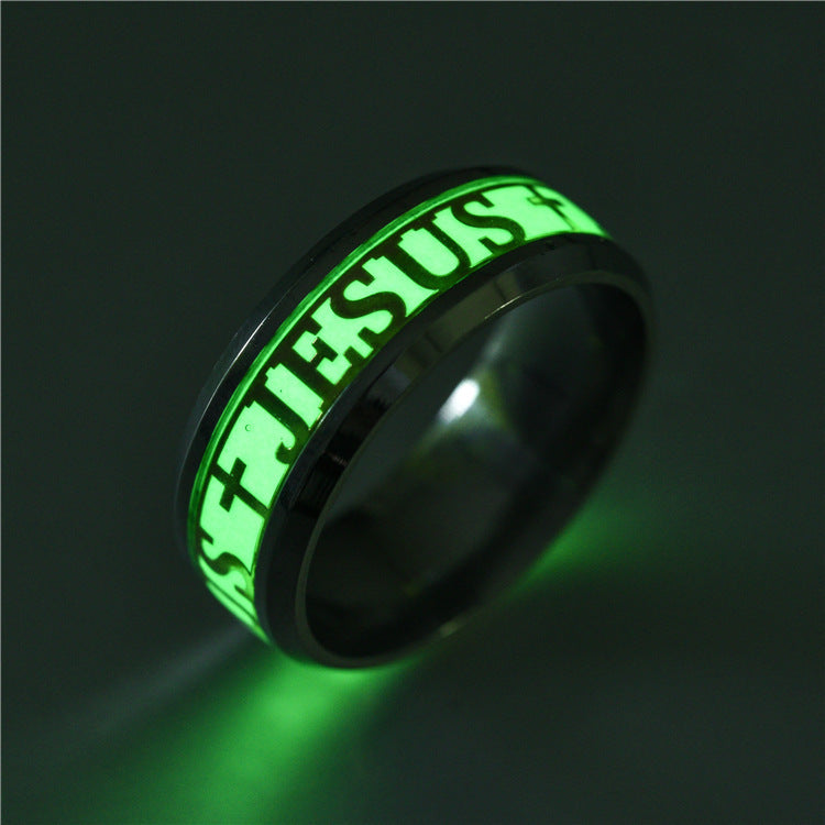 New European and American fashion luminous Christians Jesus ring