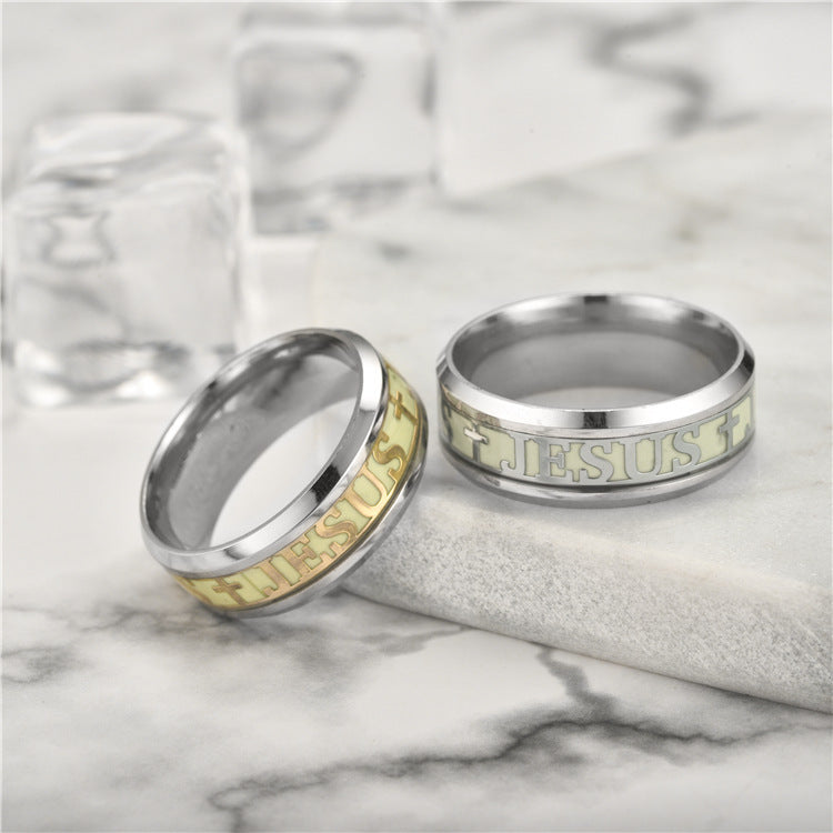 New European and American fashion luminous Christians Jesus ring
