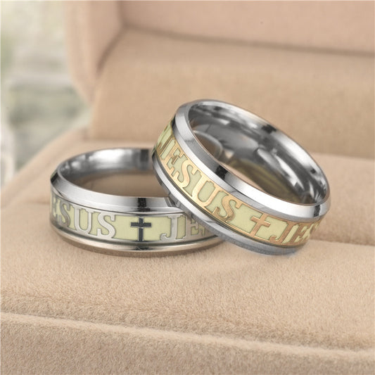 New European and American fashion luminous Christians Jesus ring