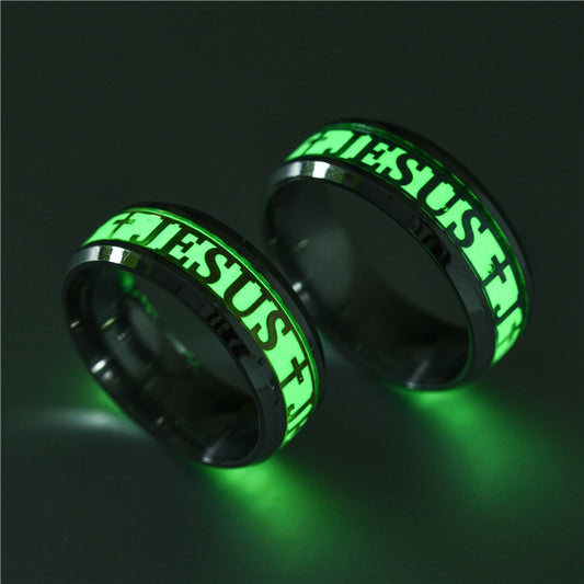 New European and American fashion luminous Christians Jesus ring